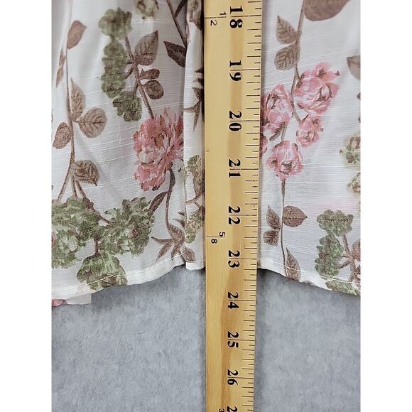 Cato White Floral 3/4 Sleeve Tie Neck Babydoll Rayon Blouse Women's Plus 18 20W - Picture 8 of 12